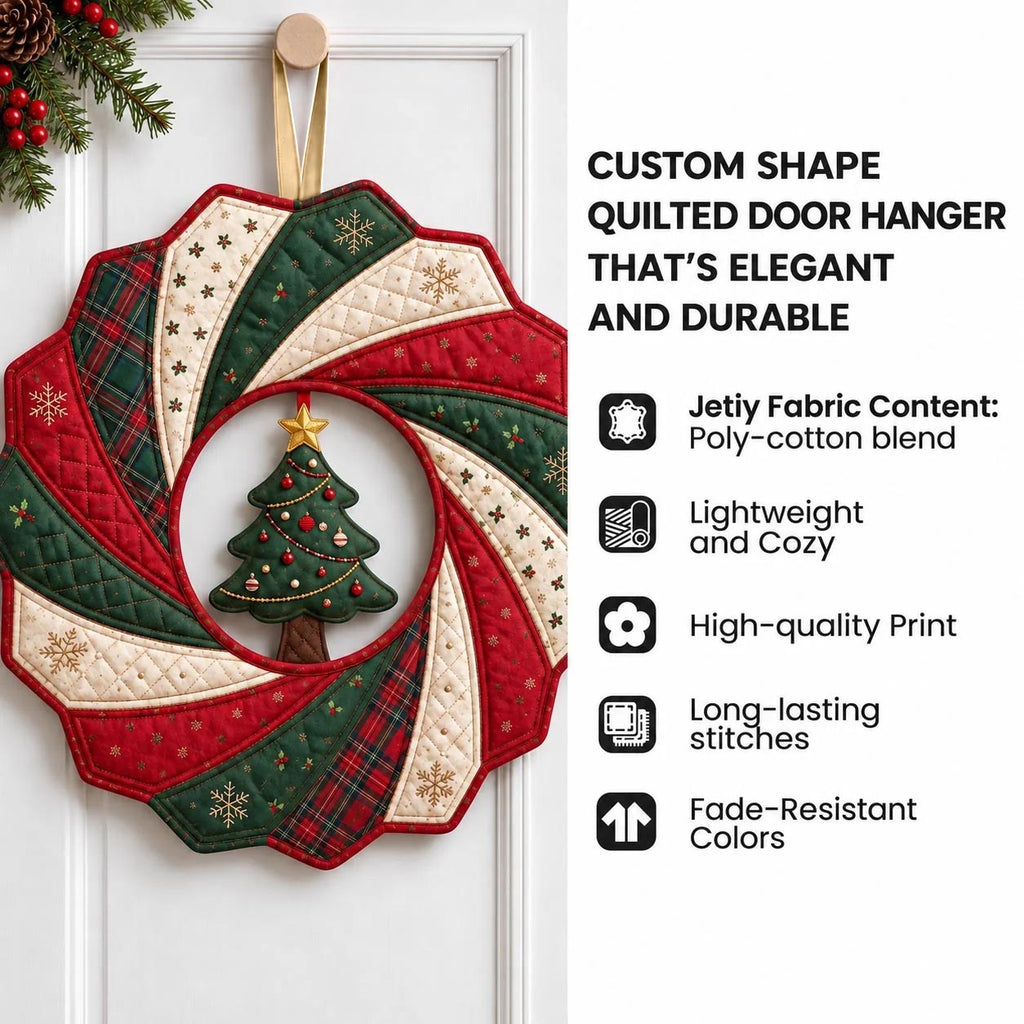 Patriotic Santa Custom Shape Quilted Door Hanger