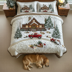 Peaceful Snow Cabin 3-Piece Quilted Bedding Set
