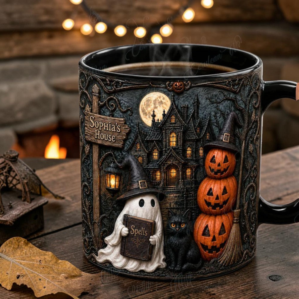 Personalized Gothic Halloween Mug Cute Spooky 3D Illusion Cup