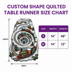 Holiday Village Custom Shape Quilted Table Runner