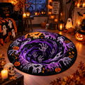 Mystical 3D Hole Illusion Velvet Rug – Haunted Library & Glowing Well