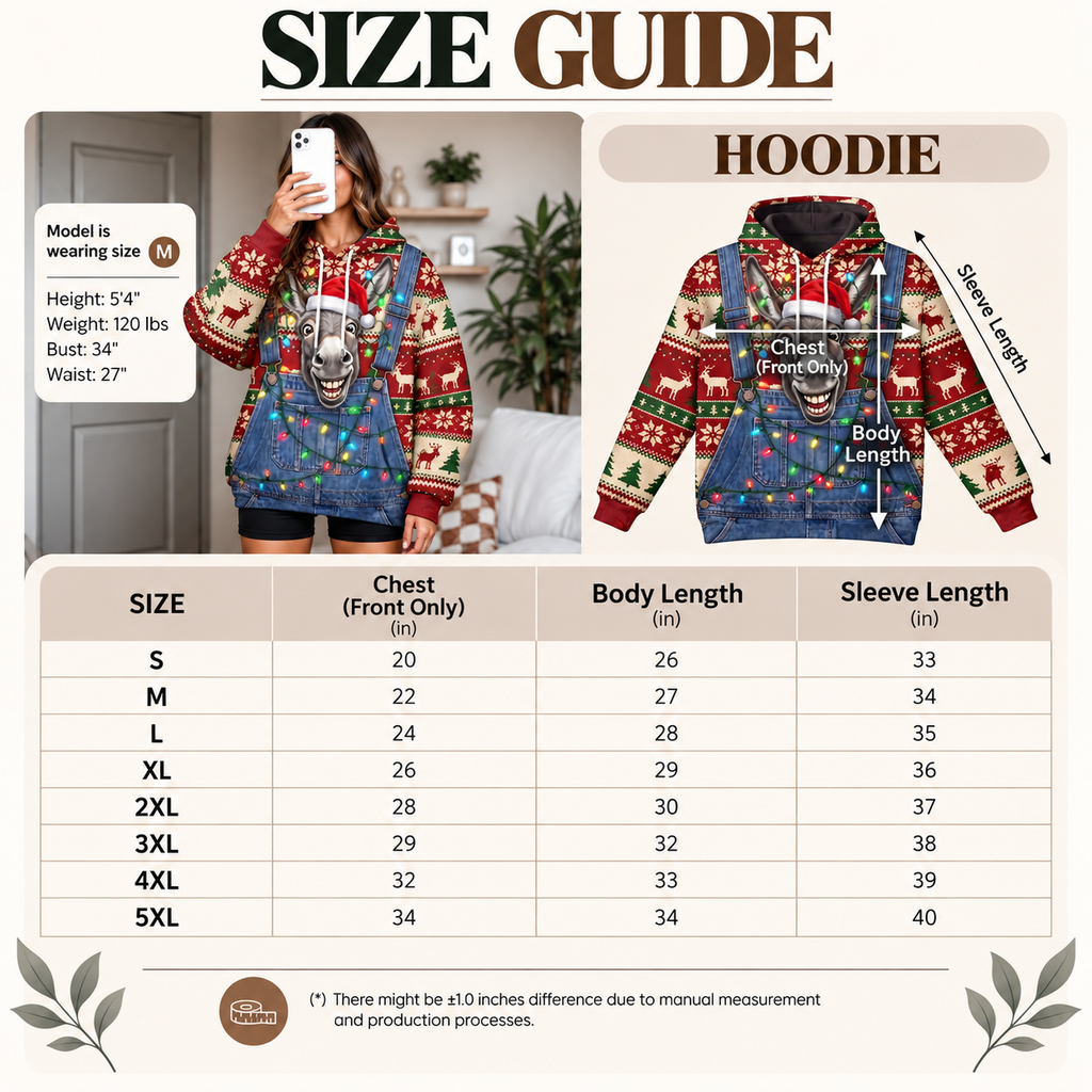 Funny Santa Bison Hairy Belly Hoodie - Custom Name Buffalo Christmas