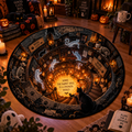 Gothic Black Cat & Multidimensional 3D Illusion Round Rug