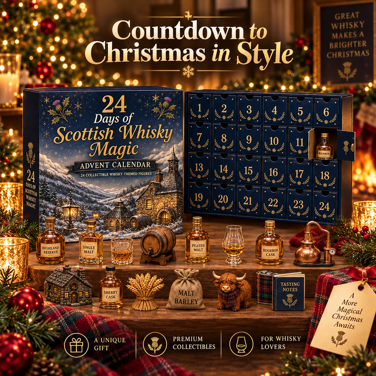 2026 Scottish Whisky Advent Calendar – 24 Days Festive Blind Box with Whisky