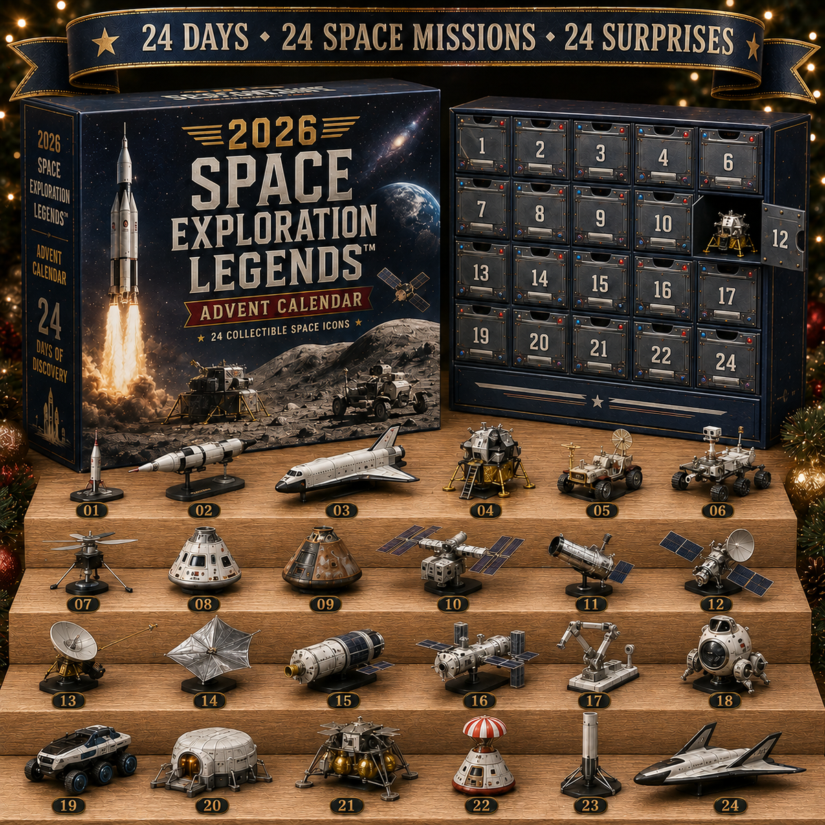 2026 Space Exploration Legends 24 Collectible Surprises Advent Calendar