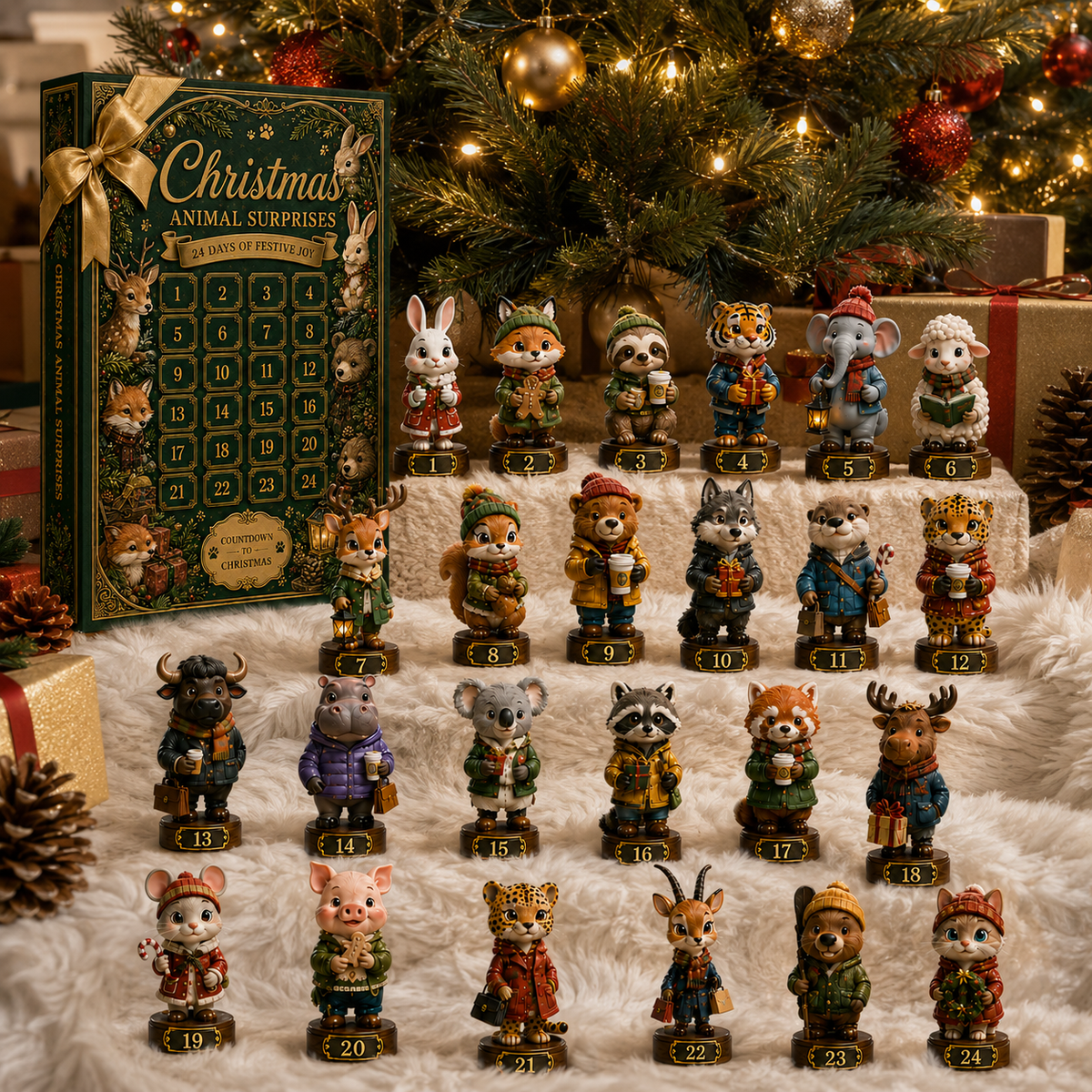 24 Days Christmas Animal Surprise Ornament Countdown Advent Calendar 2026