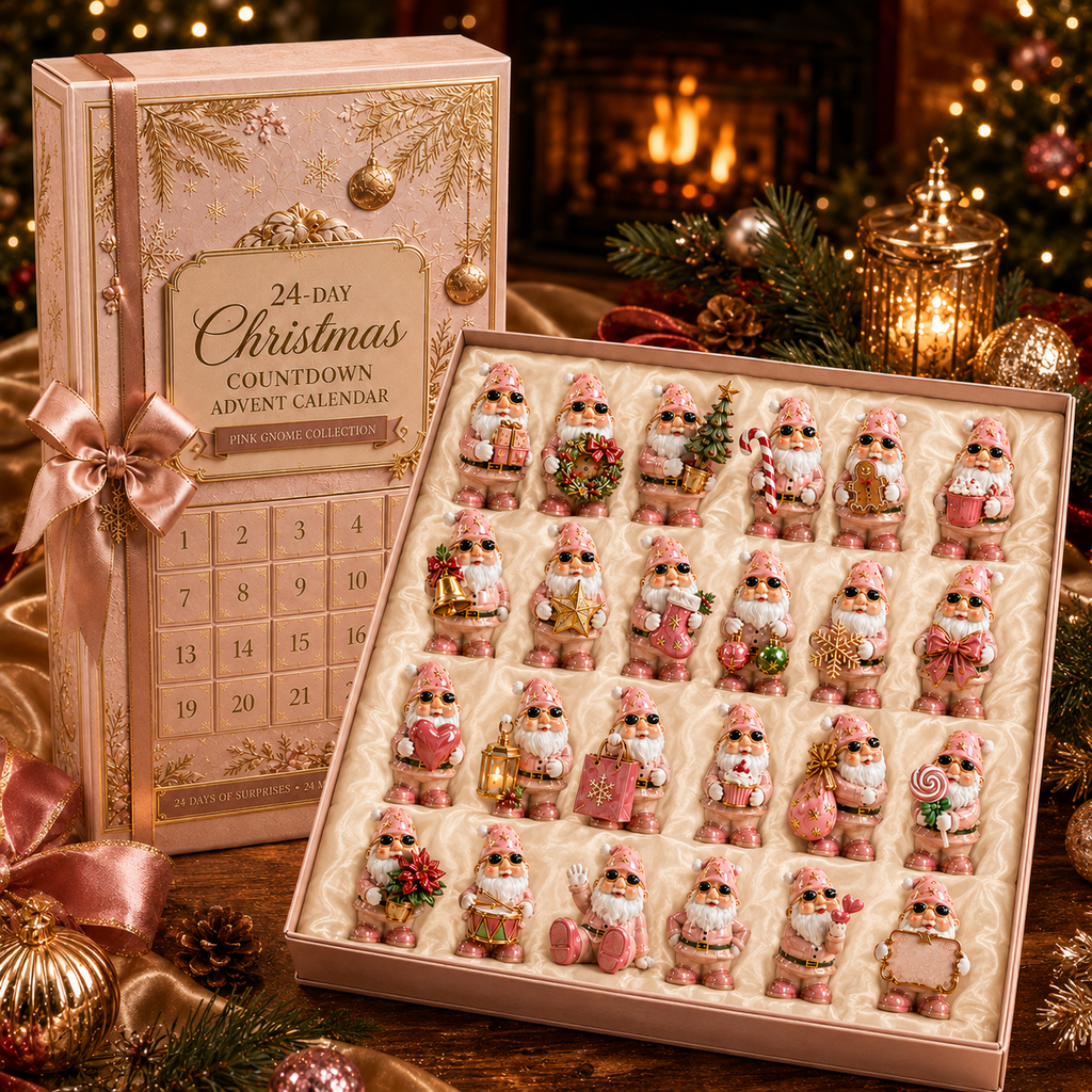 24 Days Christmas Countdown Pink Gnome Advent Calendar 2026