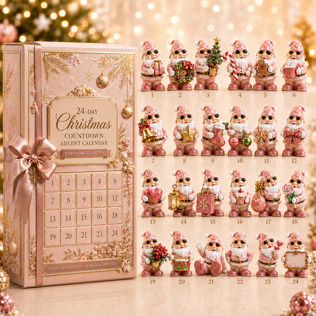 24 Days Christmas Countdown Pink Gnome Advent Calendar 2026