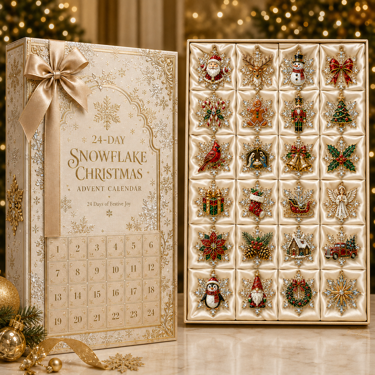 24 Days Christmas Snowflake Ornament Countdown Advent Calendar 2026