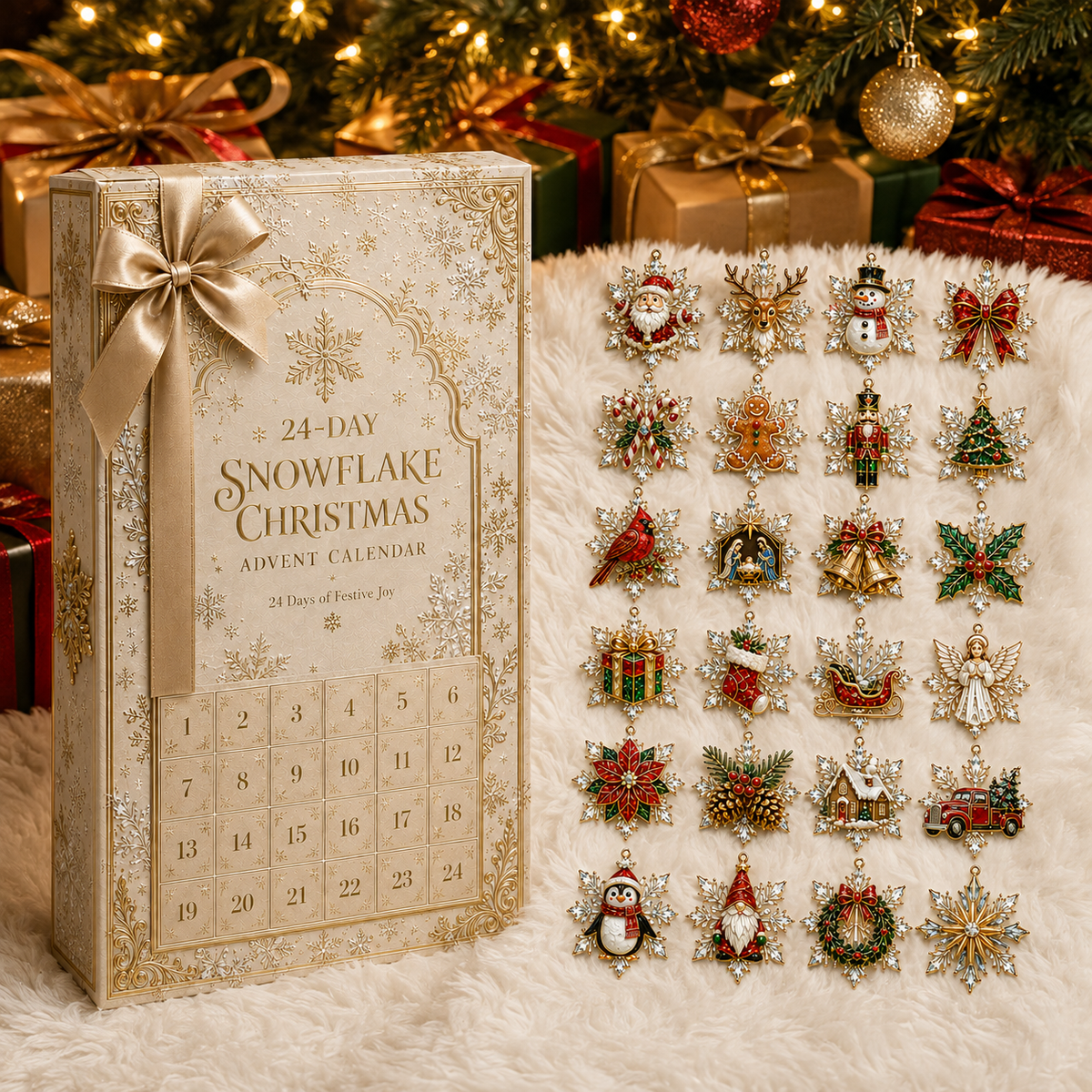 24 Days Christmas Snowflake Ornament Countdown Advent Calendar 2026