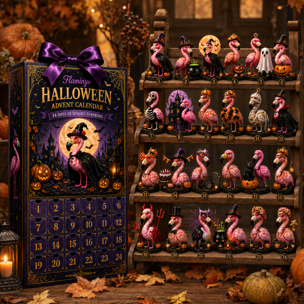 24 Days Halloween Flamingo Ornament Advent Calendar 2026