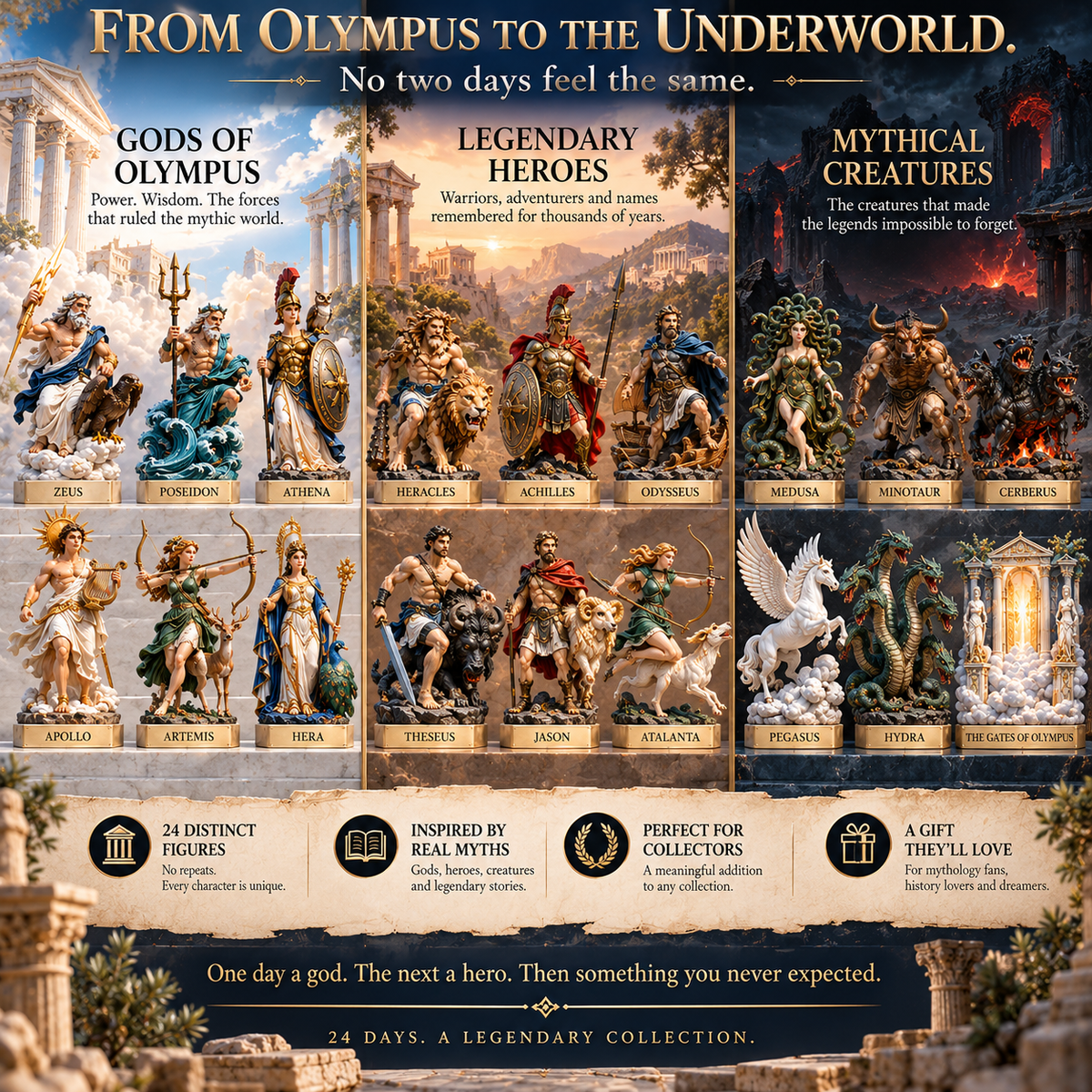 24 Days of Olympus Gods, Heroes & Monsters Mythology Collection Advent Calendar 2026