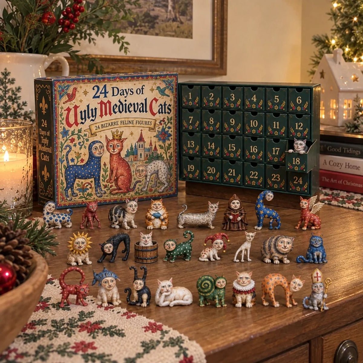 24 Days of Ugly Medieval Cats Advent Calendar – 24 Funny Feline Collectibles