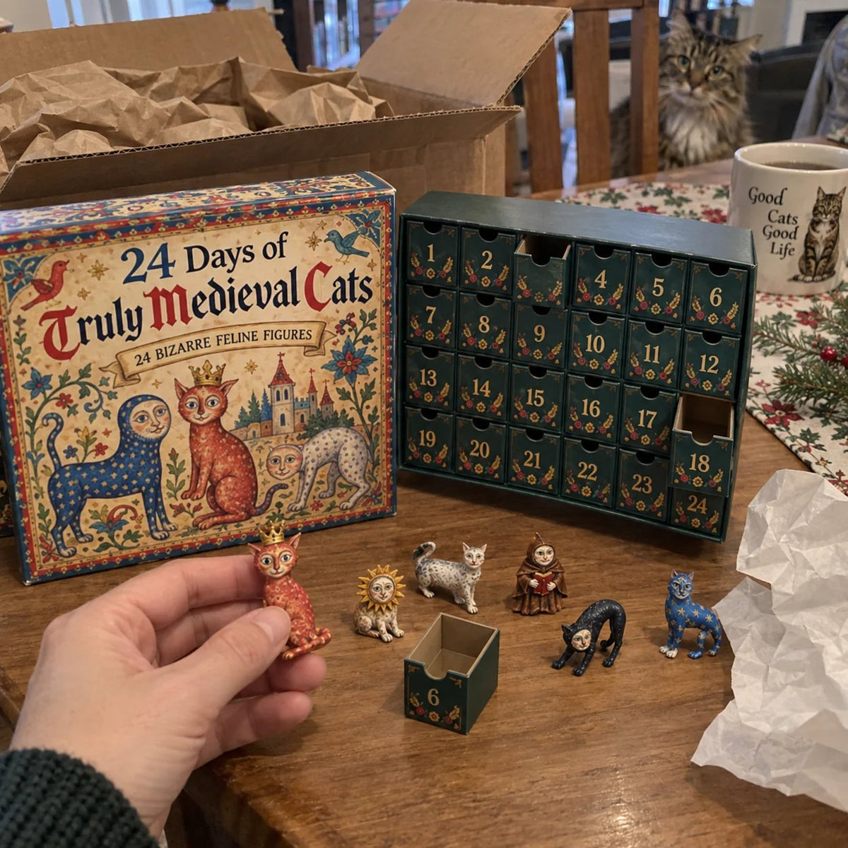 24 Days of Ugly Medieval Cats Advent Calendar – 24 Funny Feline Collectibles