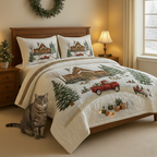 Peaceful Snow Cabin 3-Piece Quilted Bedding Set