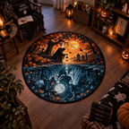 Split Dimension Gothic Reflection Round Rug – Dark Fantasy Decor