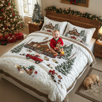 Peaceful Snow Cabin 3-Piece Quilted Bedding Set