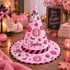 Personalized Pink Breast Cancer Awareness Ghost Witch Hat