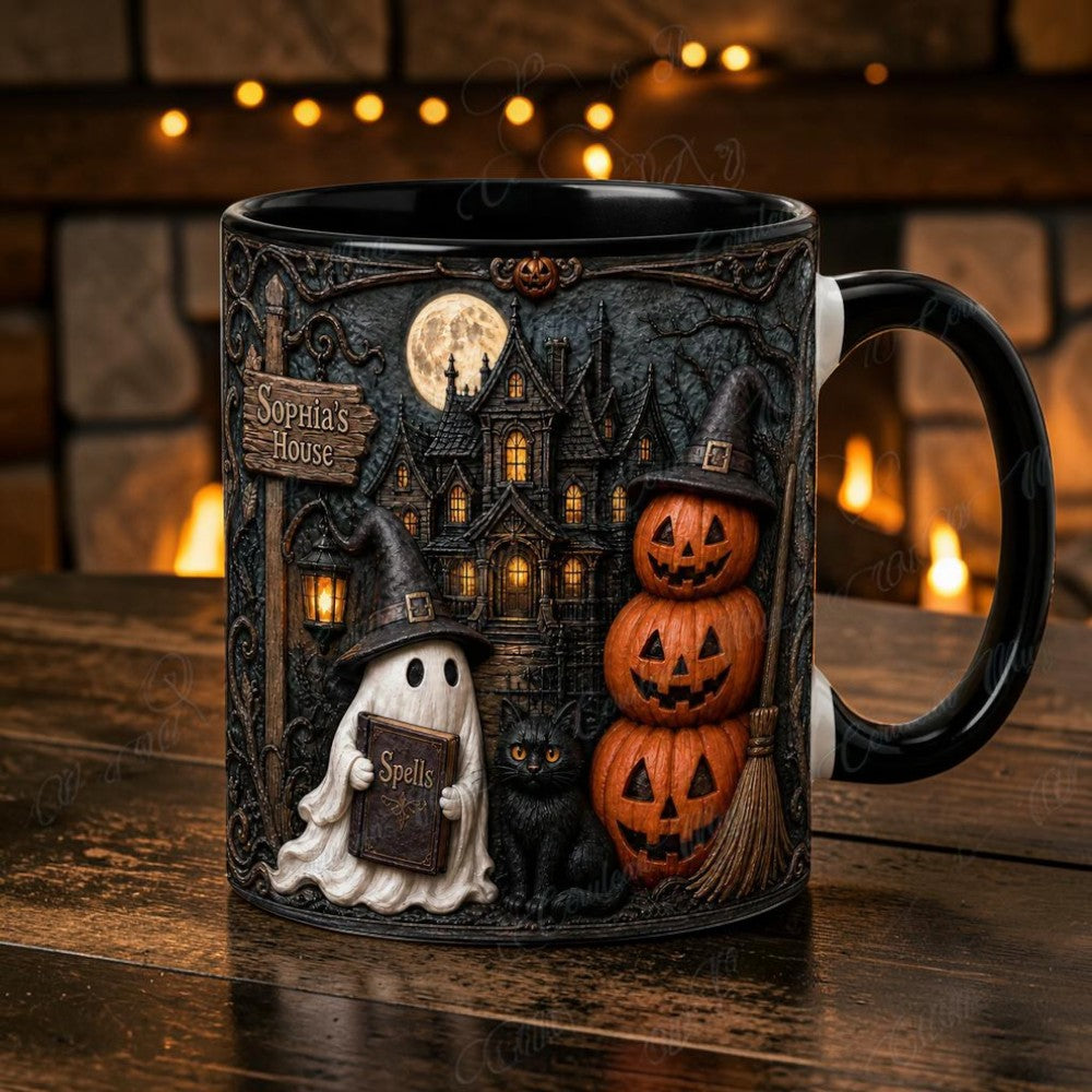 Personalized Gothic Halloween Mug Cute Spooky 3D Illusion Cup
