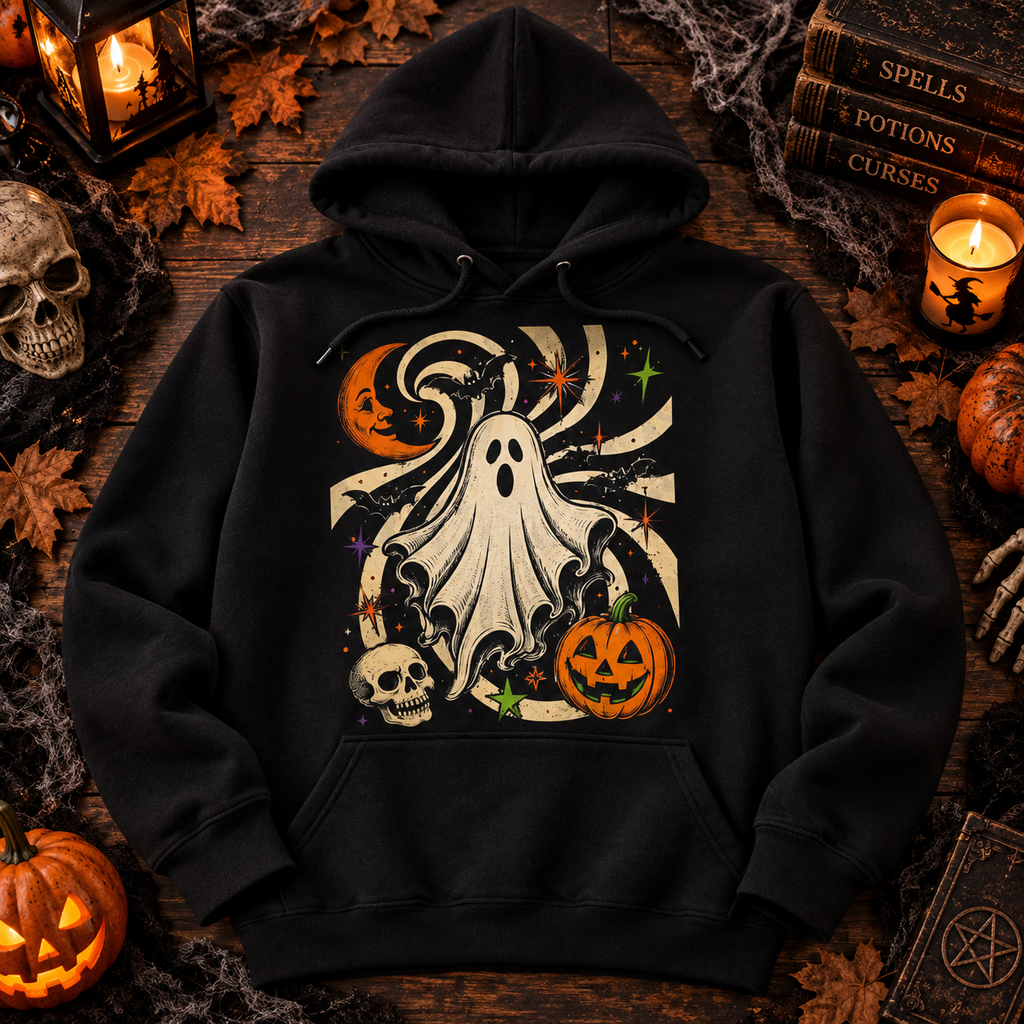 Retro Halloween Ghost & Pumpkin Shirt Vintage Spooky Apparel