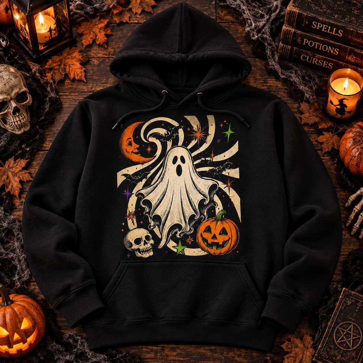Retro Halloween Ghost & Pumpkin Shirt Vintage Spooky Apparel