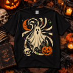 Retro Halloween Ghost & Pumpkin Shirt Vintage Spooky Apparel