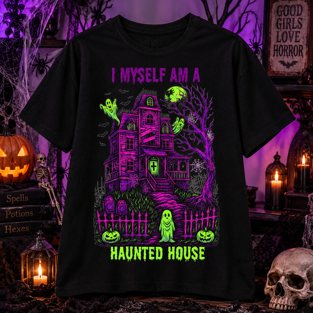 I Myself Am A Haunted House Shirt | Neon Goth Spooky Tee