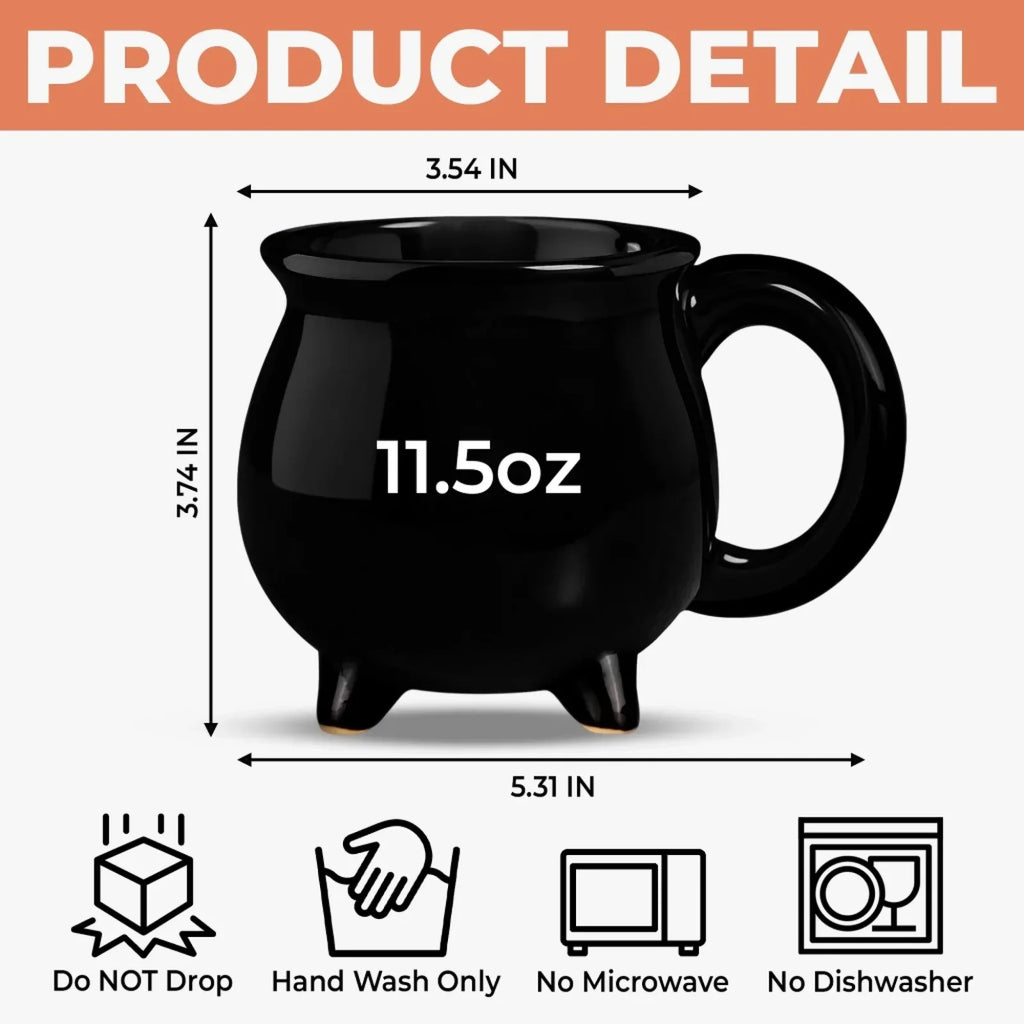 Personalized Witch Broomstick Mug Black Cauldron Halloween Gift