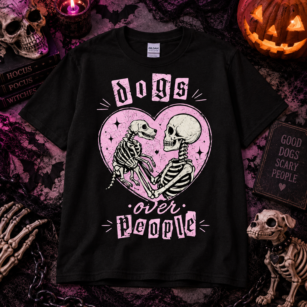 Dogs Over People Shirt Pastel Goth Skeleton Tee