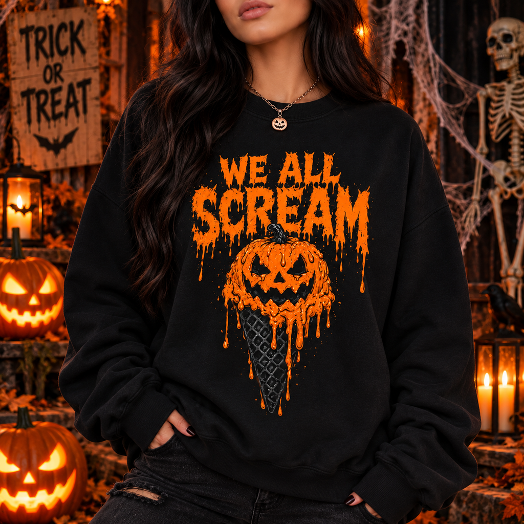 We All Scream Pumpkin Shirt & Hoodie | Funny Halloween Apparel