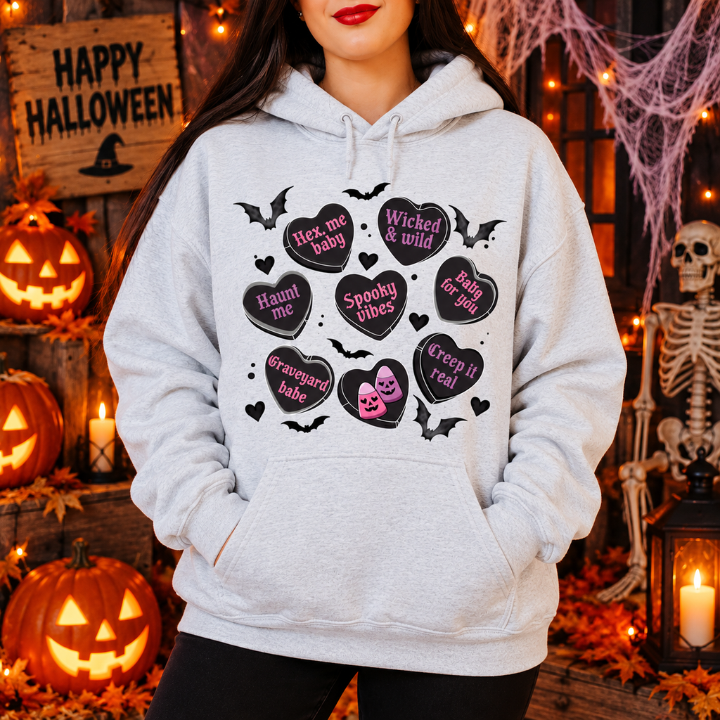 Spooky Candy Hearts Shirt & Hoodie Pastel Goth Apparel