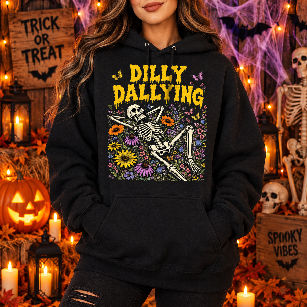 Dilly Dallying Skeleton Shirt Funny Procrastination Tee
