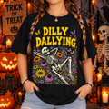Dilly Dallying Skeleton Shirt Funny Procrastination Tee