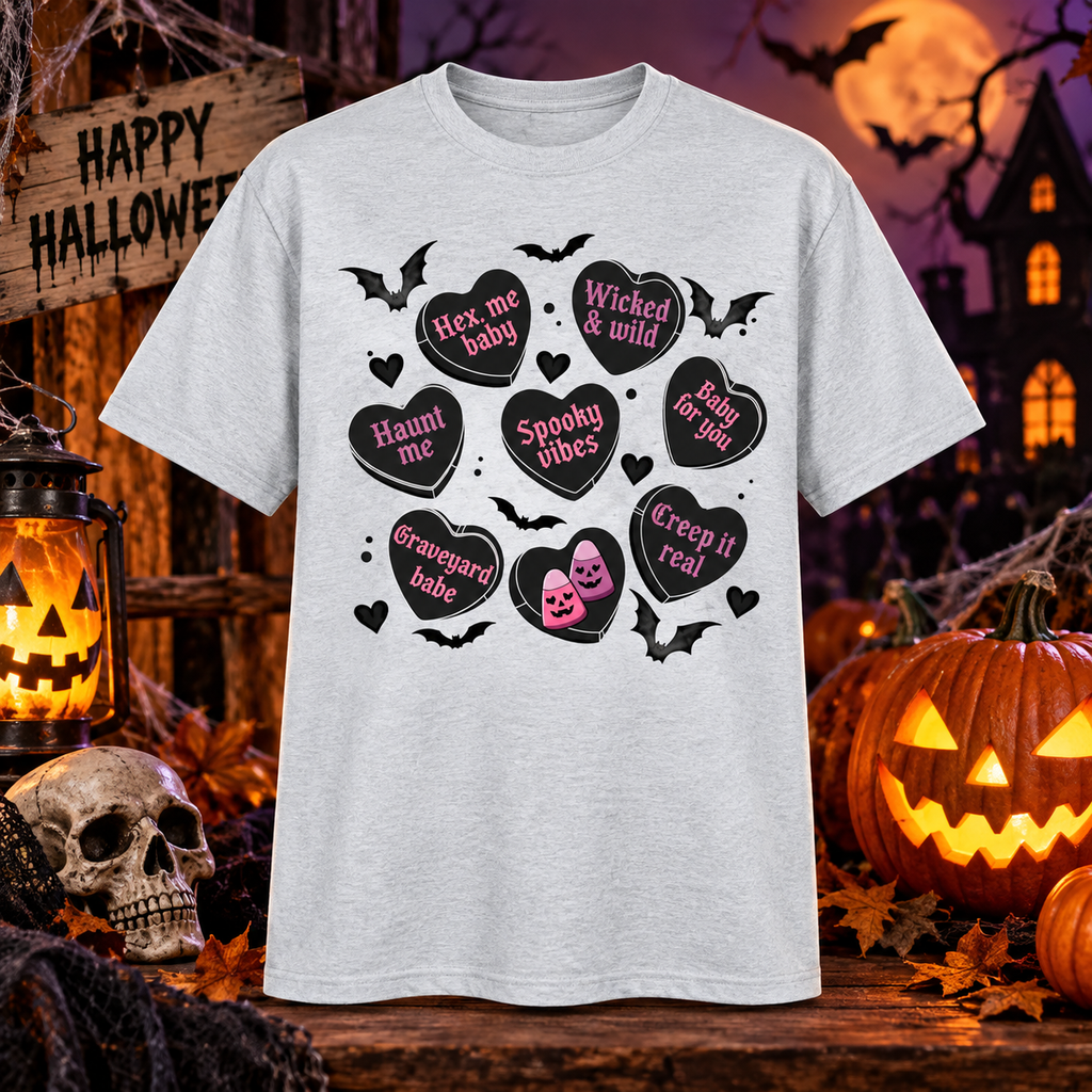 Spooky Candy Hearts Shirt & Hoodie Pastel Goth Apparel