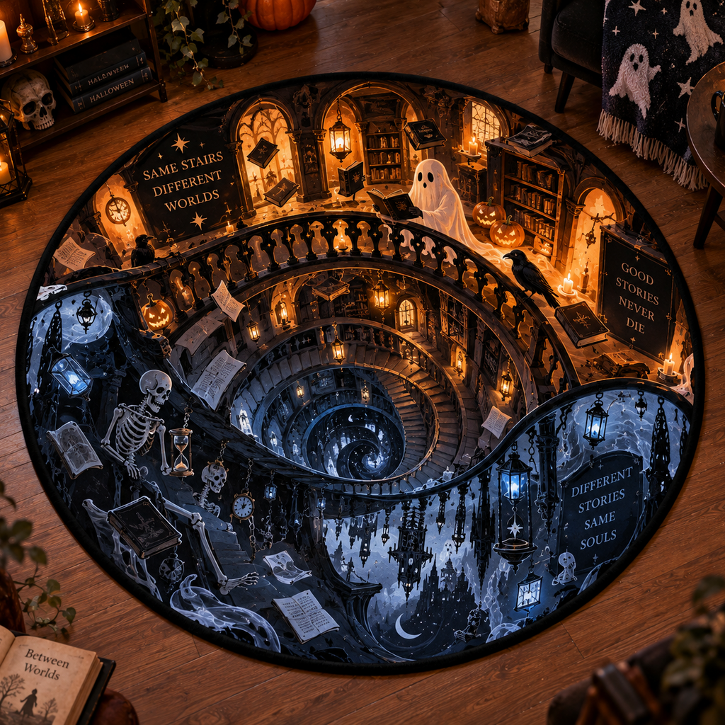 Yin Yang Life & Death 3D Illusion Area Rug – Dark Fantasy Velvet Mat