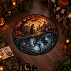 Split Dimension Gothic Reflection Round Rug – Dark Fantasy Decor