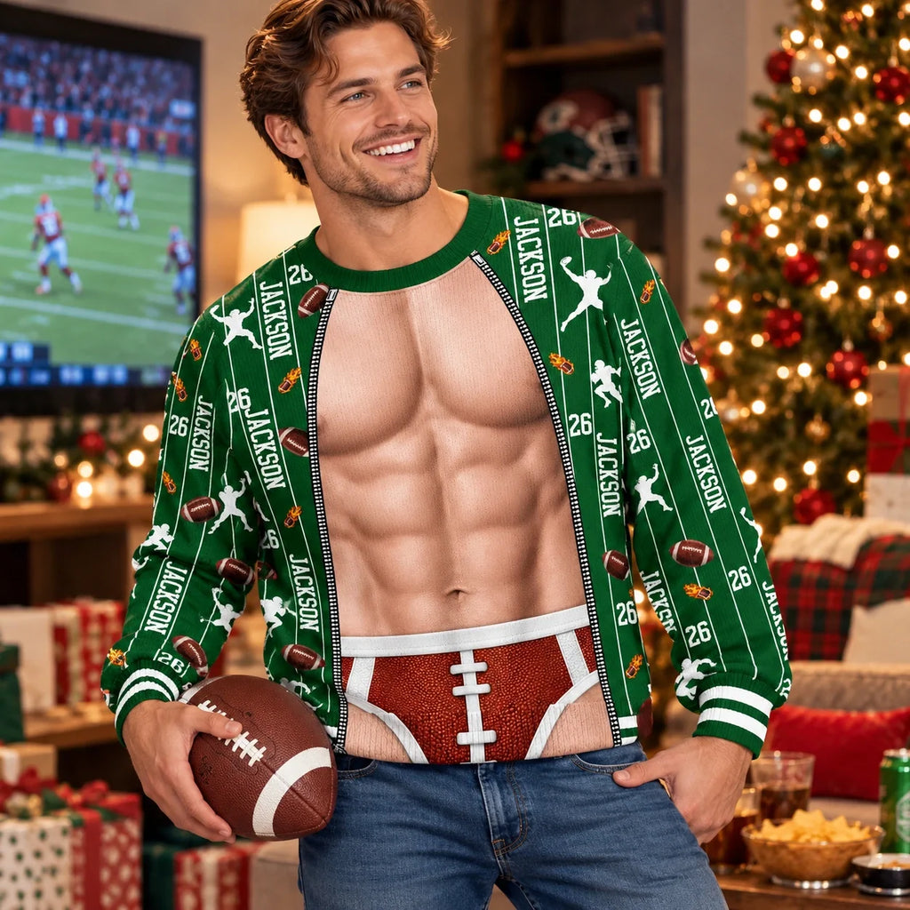 American Football Player 2026 Personalized Ugly Sweater