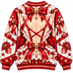 Anime-Inspired Red & White Funny Christmas Crewneck Sweater