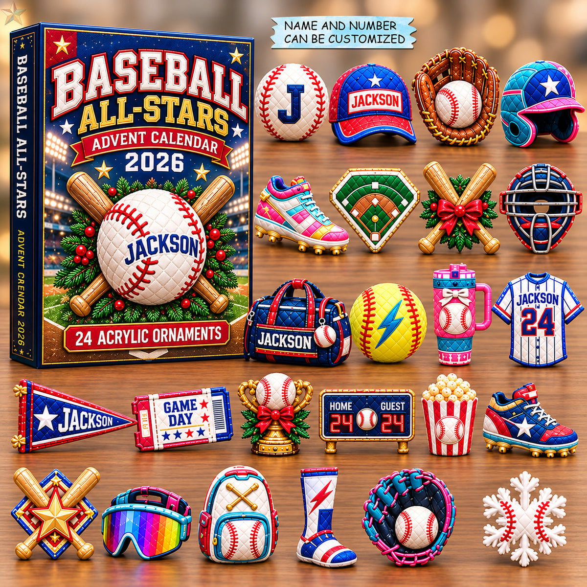 Baseball All Stars Custom Name and Number Advent Calendar 2026