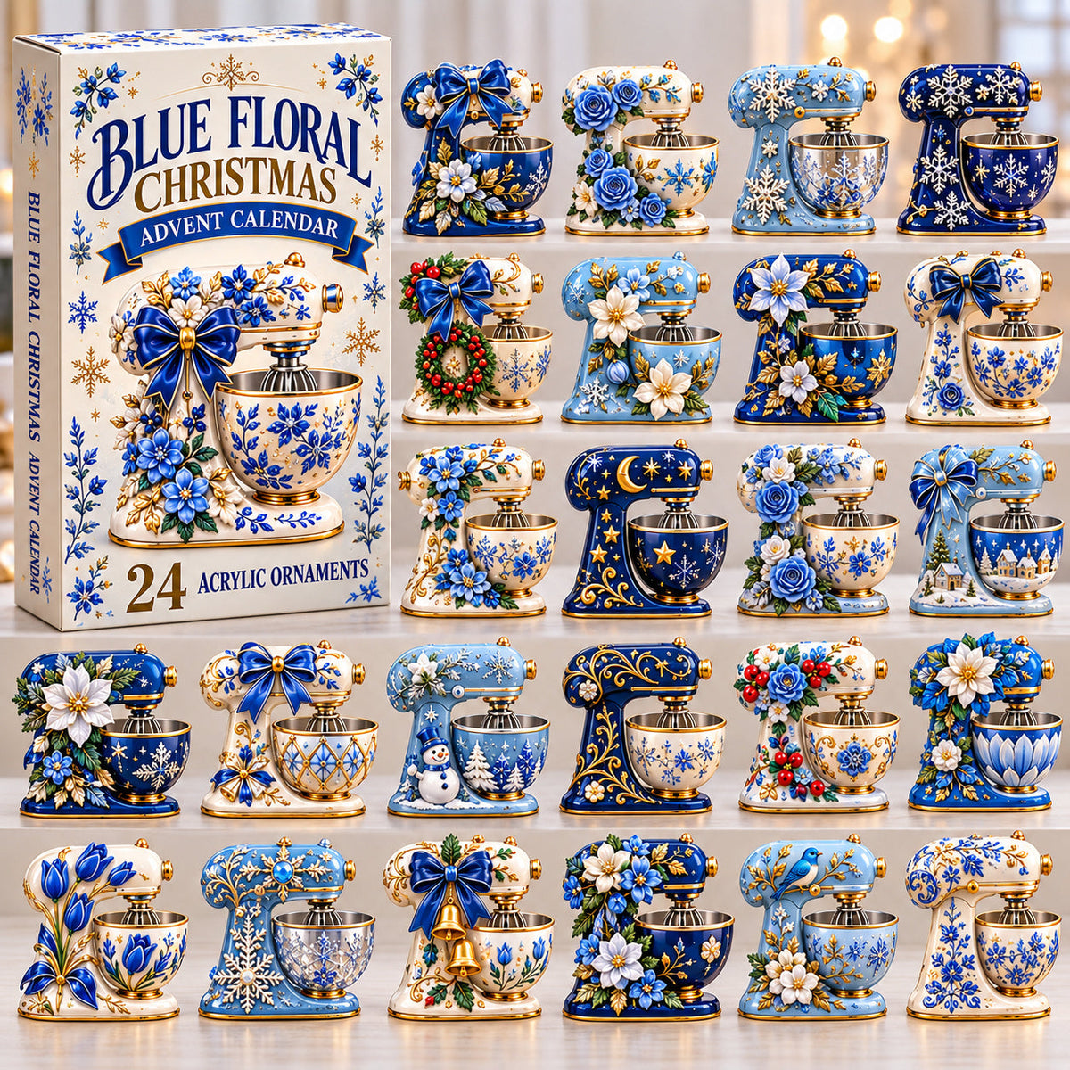 Blue Floral Baking Mixer Christmas Advent Calendar 2026