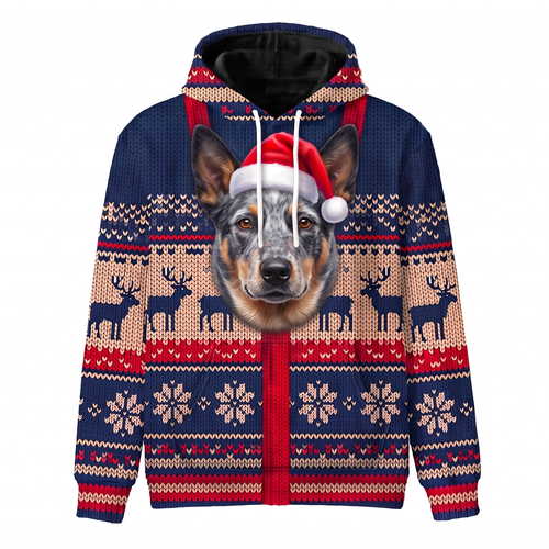 Blue Heeler Christmas Hoodie - Funny Santa Dog Farm Dog Christmas Gift