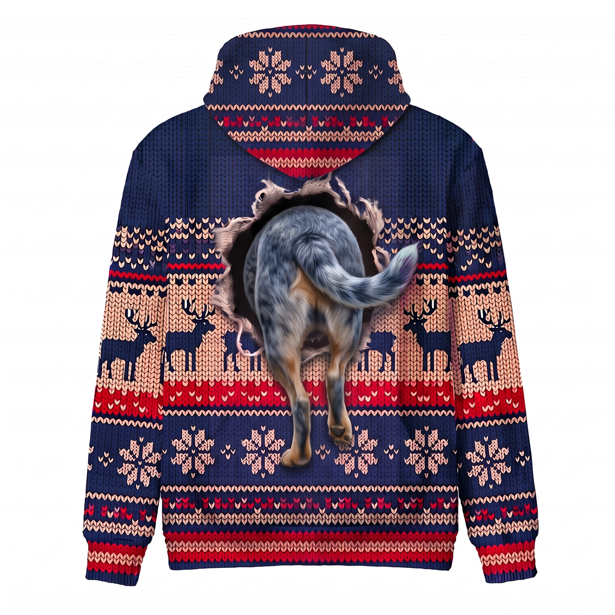 Blue Heeler Christmas Hoodie - Funny Santa Dog Farm Dog Christmas Gift