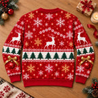 Bow & Ornament Christmas Illusion Print Sweater