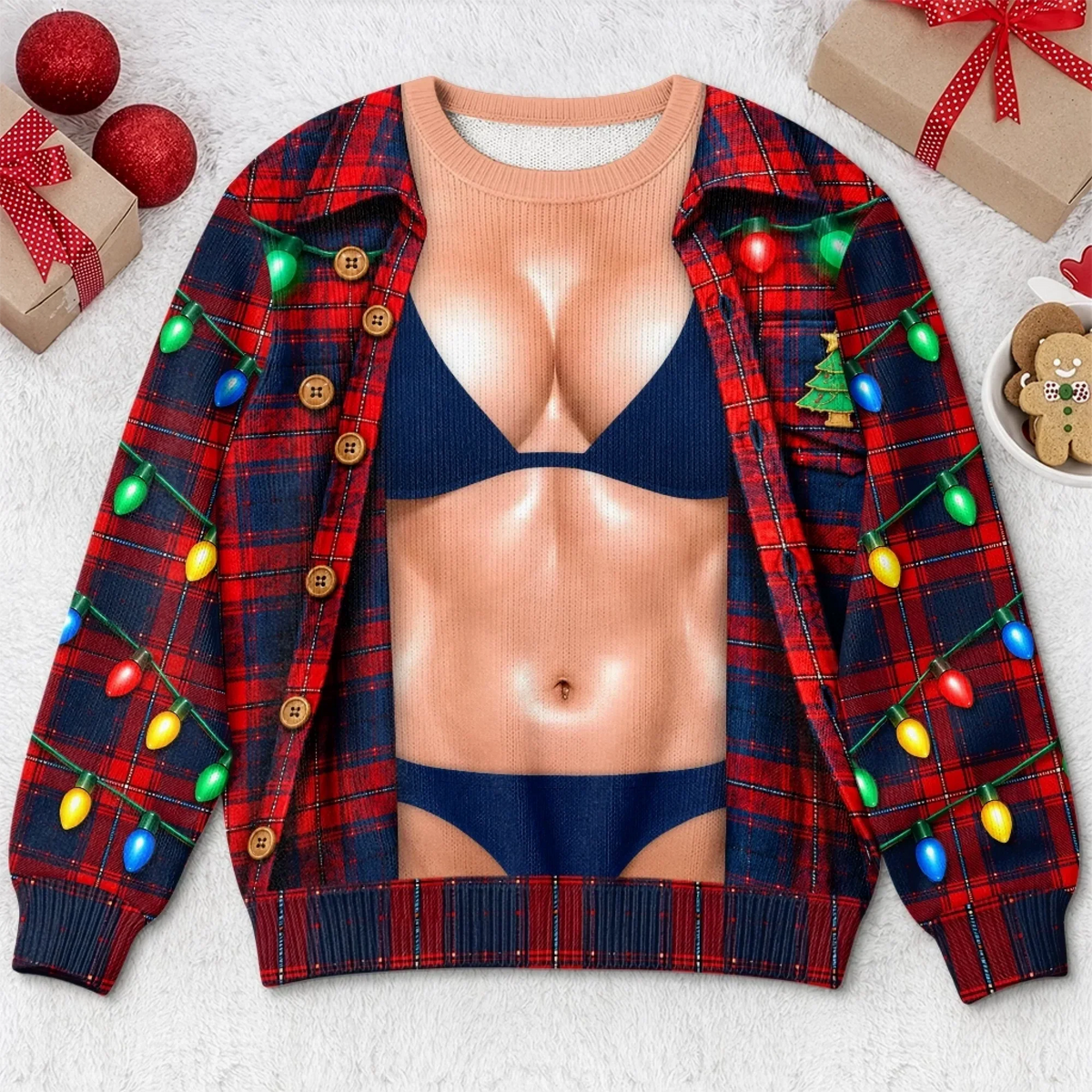 Cheeky Body Illusion Christmas Party Ugly Sweater