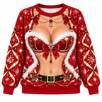 Christmas 3D Illusion Santa Sparkly Festive Holiday Pullover Sweater