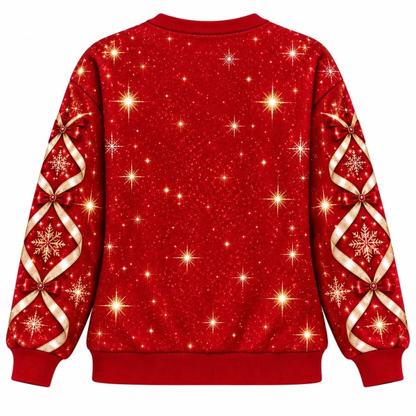 Christmas 3D Illusion Santa Sparkly Festive Holiday Pullover Sweater