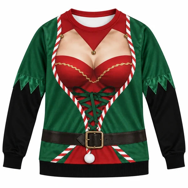 Christmas Elf Festive Holiday Pullover Print Ugly Sweater