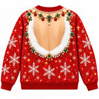 Christmas Jewel Funny Faux Skin 3D Illusion Holiday Pullover Sweater