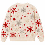 Christmas Snowflake Ornament Embellished Festive Holiday Pullover Sweater
