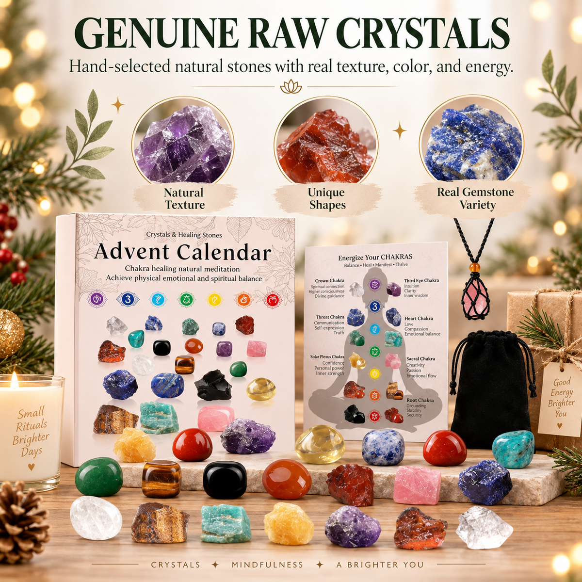 Crystal 2026 Advent Calendar - 24 Days Gemstone Gift Box